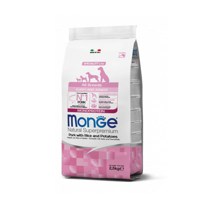 Monge Natural Superpremium All Breeds Puppy & Junior Monoprotein Maiale con Riso e Patate Per Cuccioli Di Tutte Le Taglie