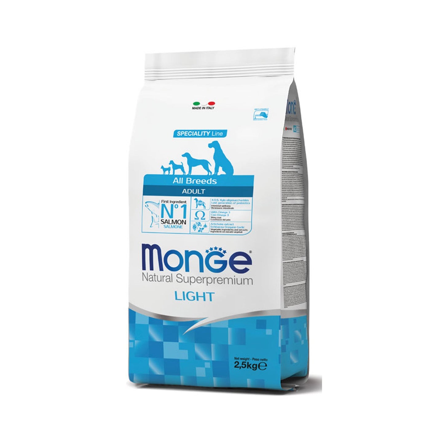 Monge Natural Superpremium All Breeds Adult Light Salmone con Riso Per Cani Adulti Di Tutte Le Taglie