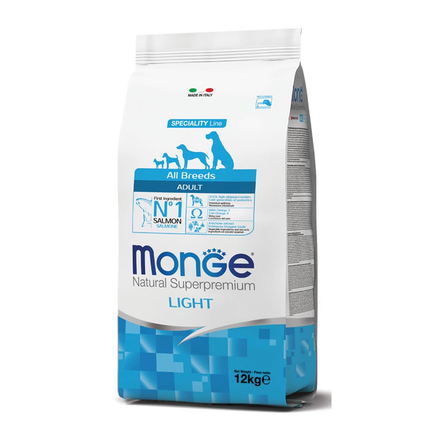 Monge Natural Superpremium All Breeds Adult Light Salmone con Riso Per Cani Adulti Di Tutte Le Taglie