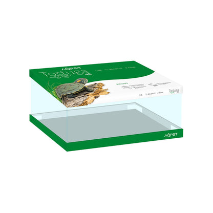 Aqpet Tortuga 40 Tartarughiera In Vetro Con Coperchio E Isola Per Tartarughe D'acqua 16L