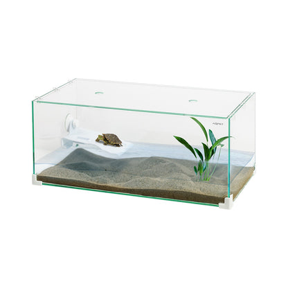 Aqpet Tortuga 40 Tartarughiera In Vetro Con Coperchio E Isola Per Tartarughe D'acqua 16L