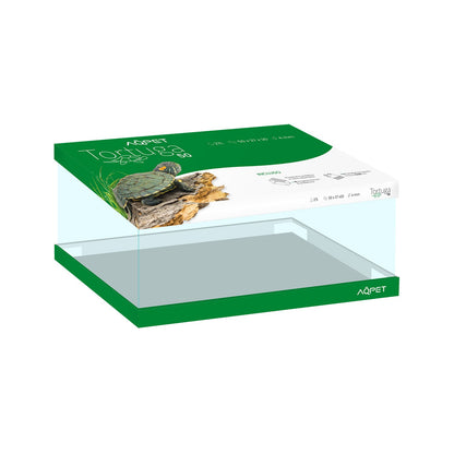 Aqpet Tortuga 50 Tartarughiera In Vetro Con Coperchio E Isola Per Tartarughe D'acqua 27L