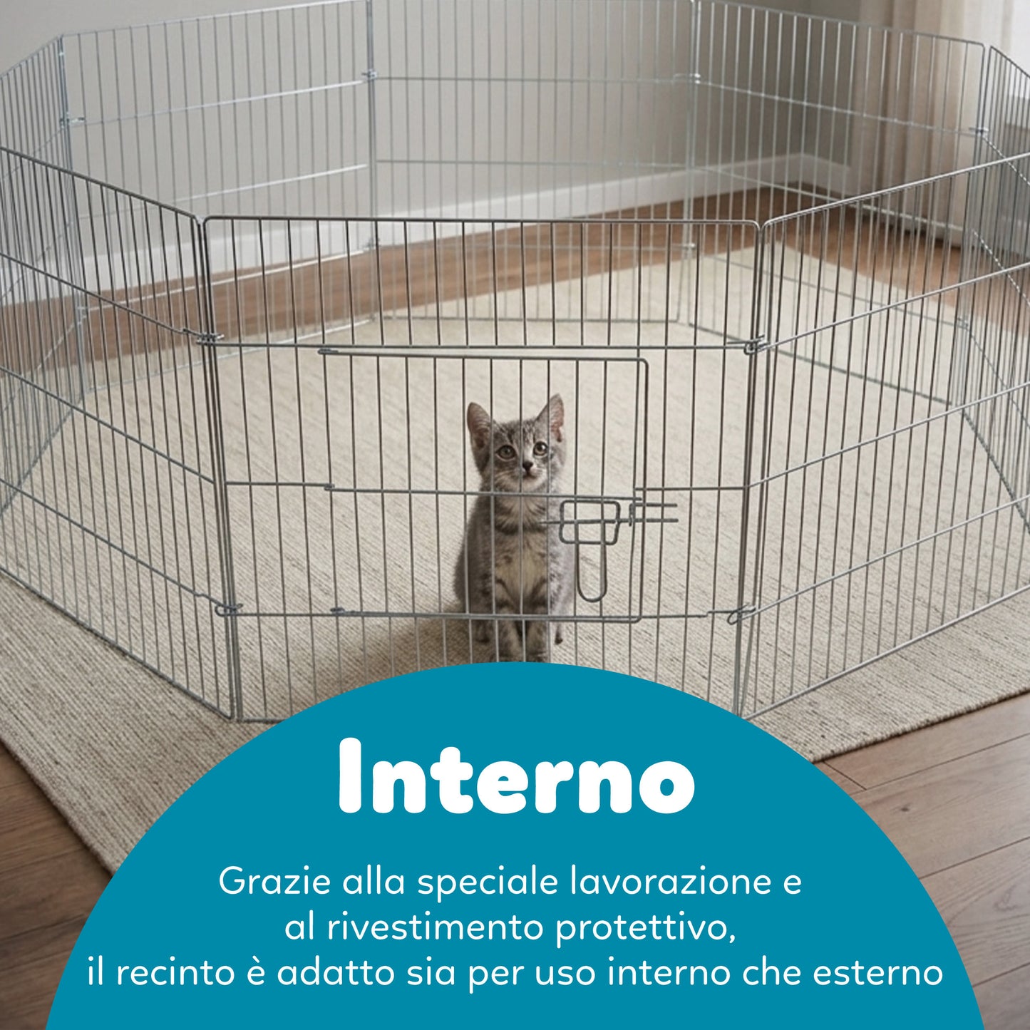 AqpetFriends Petplaypen Recinto Per Animali In Ferro Con Rete Parasole Misura 60x60 cm