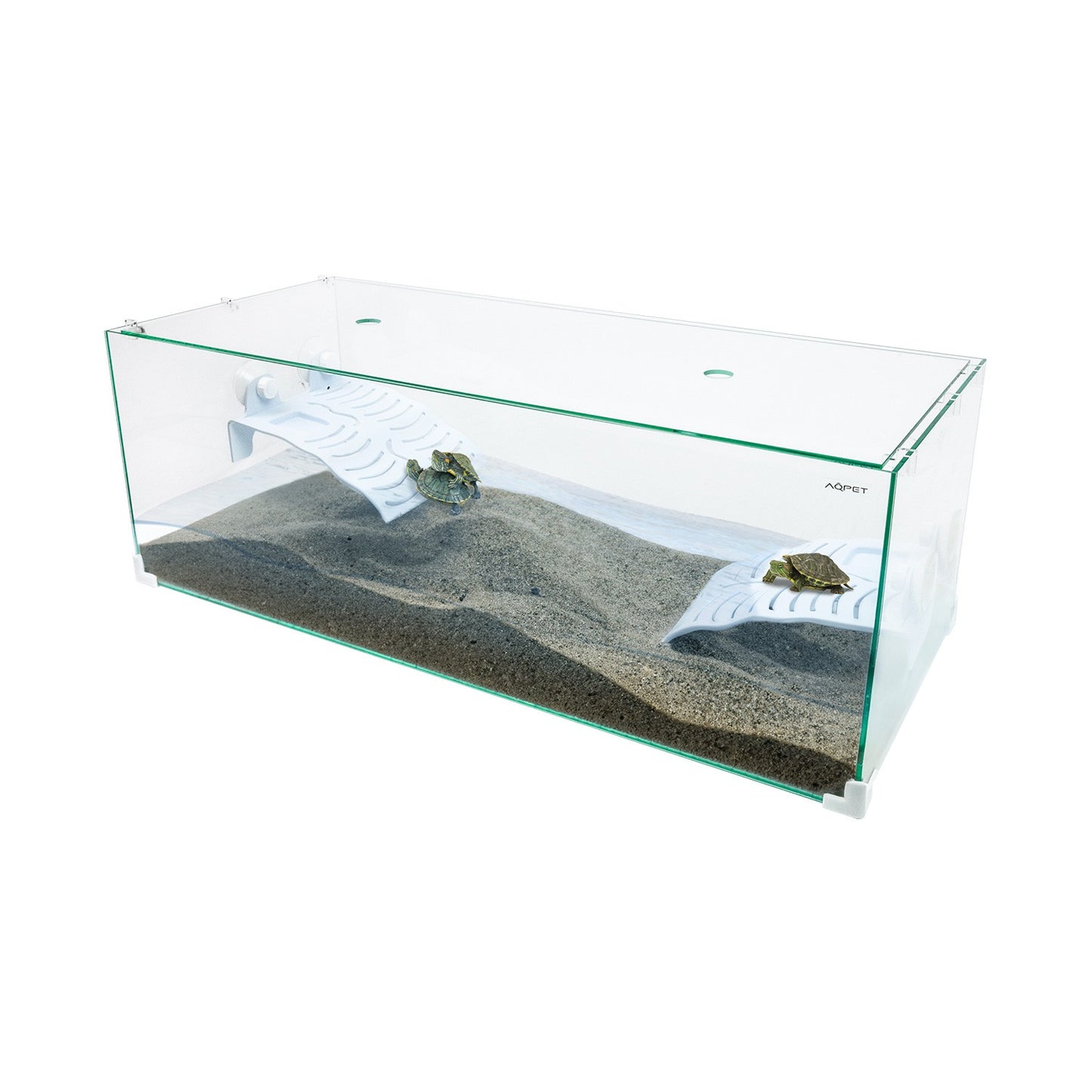 Aqpet Tortuga 80 Tartarughiera In Vetro Con Coperchio E Isola Per Tartarughe D'acqua 78L