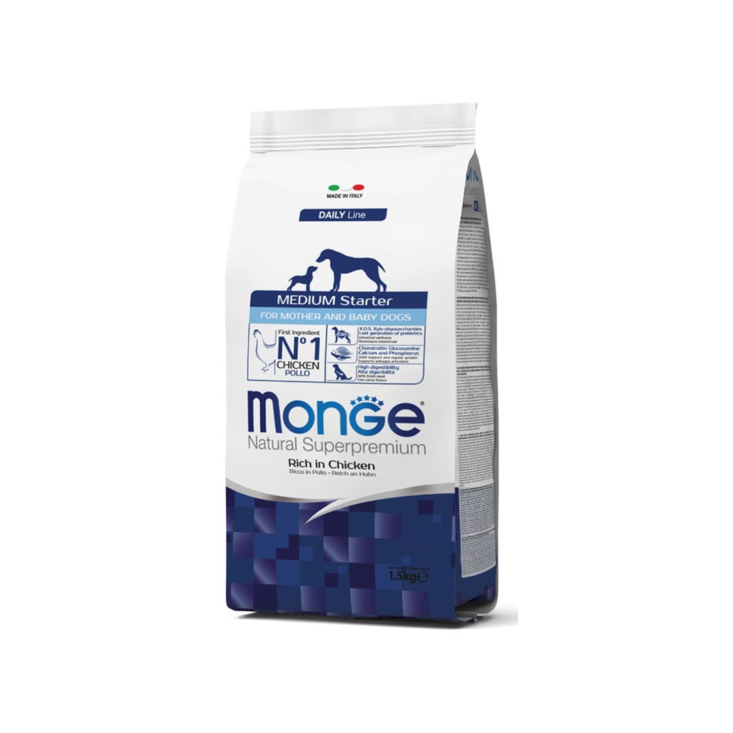 Monge Monge Natural Superpremium Medium Starter Ricco in Pollo Per Mamme E Cuccioli Di Taglia Media 1,5Kg