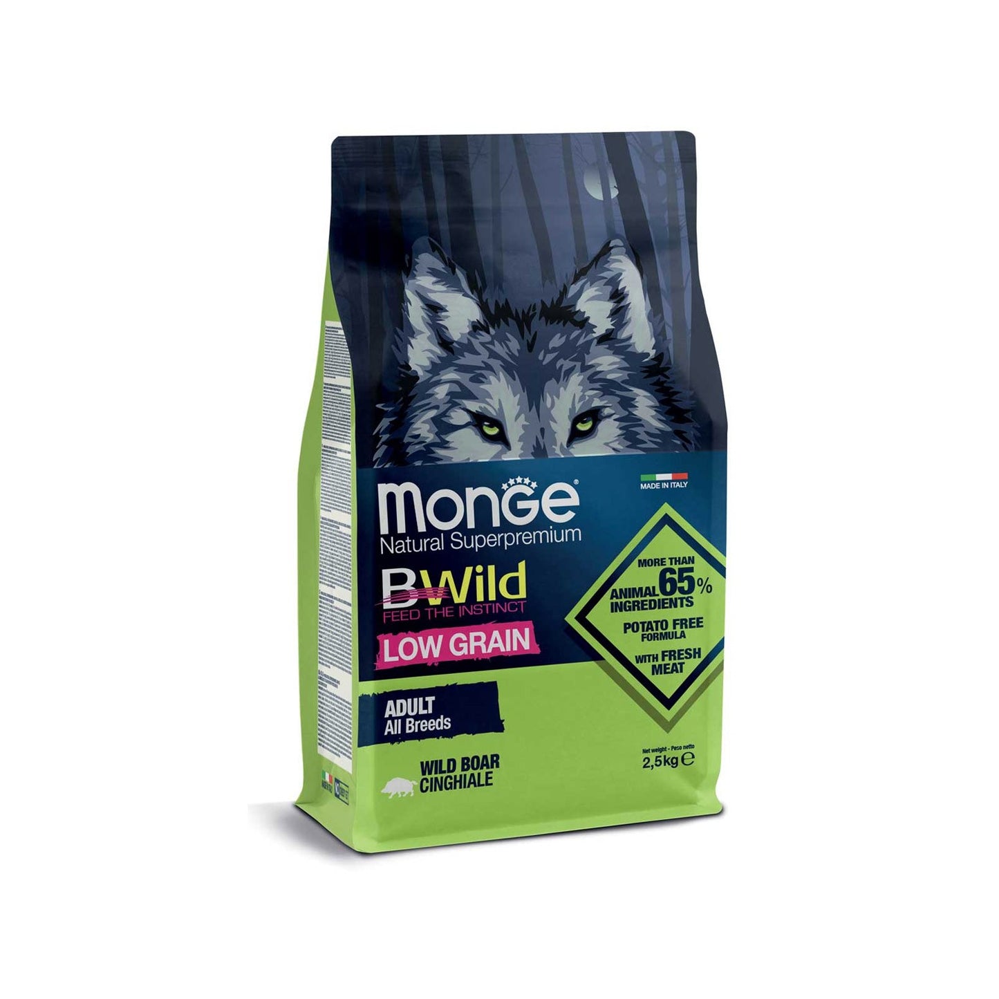 Monge BWild Low Grain All Breeds Adult Boar Crocchette Con Cinghiale Per Cani Adulti