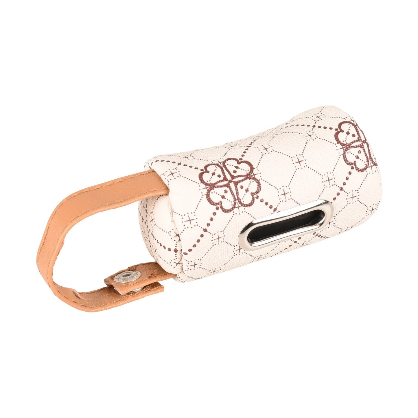 Flamingo Vito Dispenser In Cuoio Per Sacchettini Igienici Con Cerniera Beige