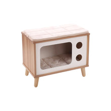 Flamingo Fino Mobile Tiragraffi In Legno A Forma Di TV Con Cuscini Rimovibili Per Gatti