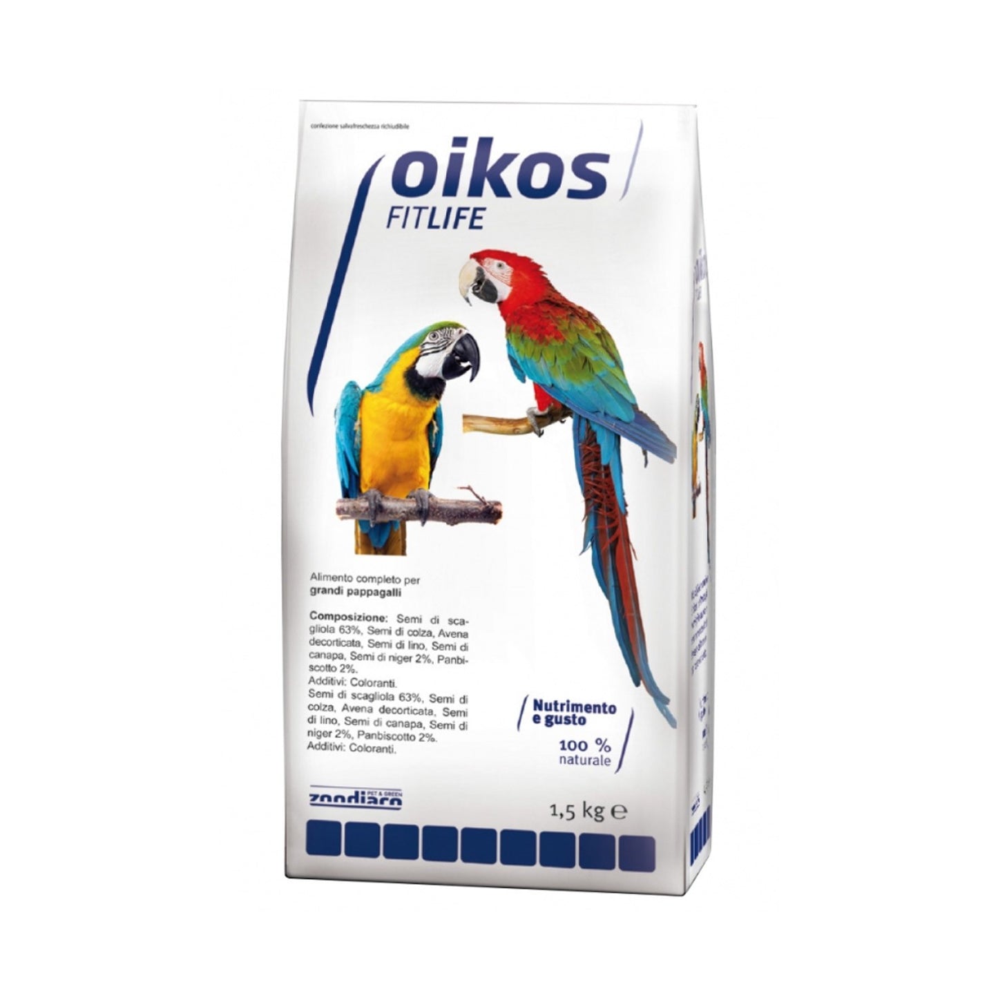 Oikos FitLife Pappagalli Alimento Completo Per Pappagalli 1,5kg