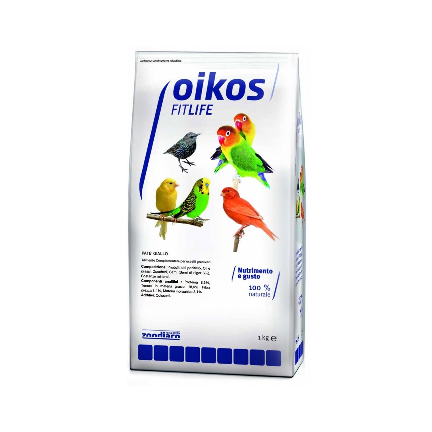 Oikos FitLife Patè Giallo Alimento Complementare Per Uccelli Granivori 300gr