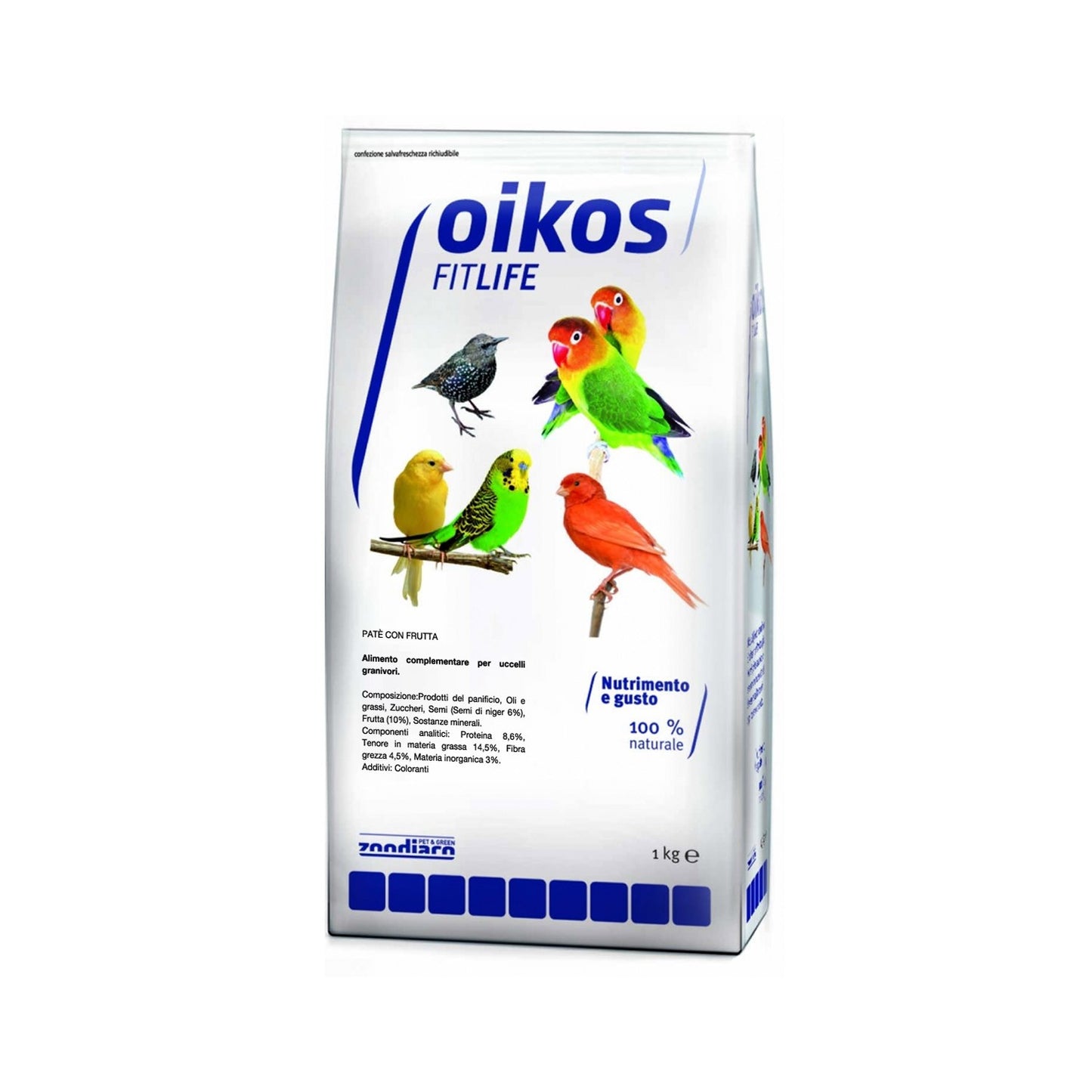 Oikos FitLife Pat? Con Frutta Alimento Complementare Per Uccelli Granivori 300gr