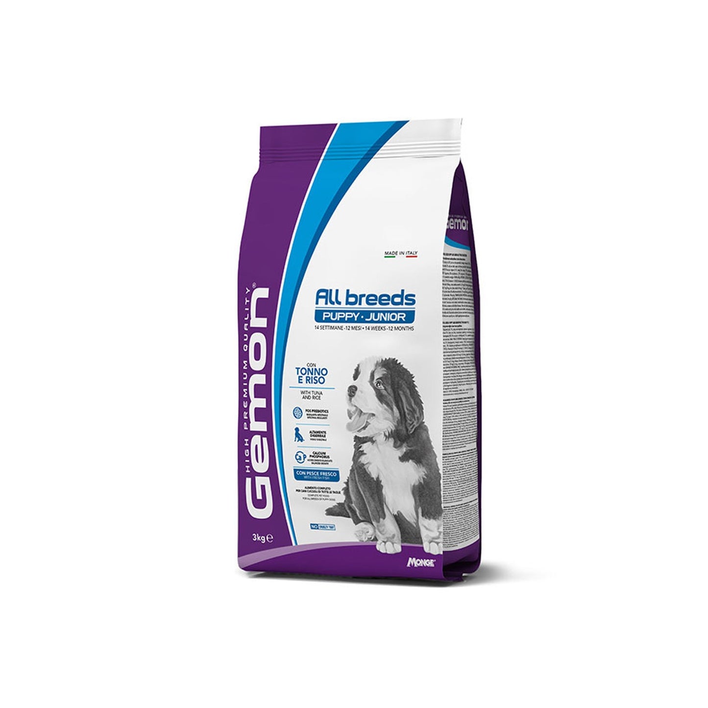 Gemon All Breeds Puppy And Junior Crocchette Con Tonno E Riso Per Cuccioli Di Tutte Le Taglie