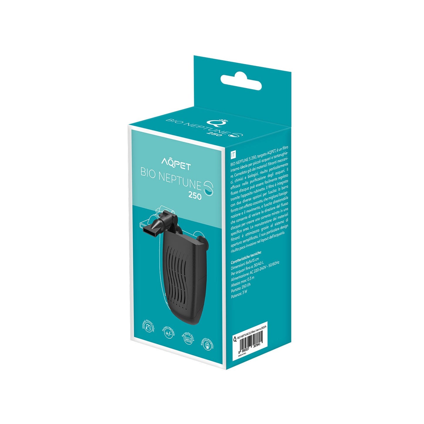 Aqpet BioNeptune S 250 Filtro Interno 250l/h Per Acquari Con Materiali Filtranti