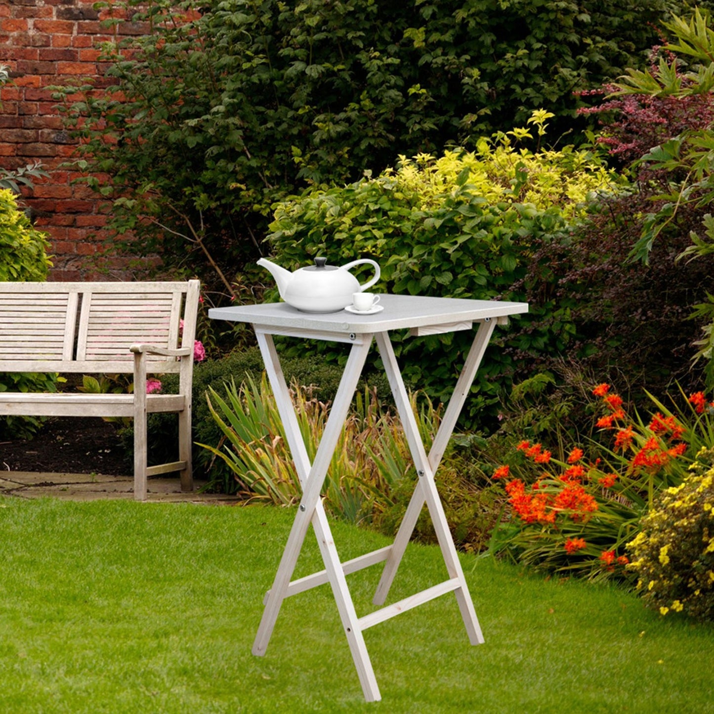Flur Tavolo pieghevole Portatile Richiudibile da Giardino Campeggio Terrazzo in Legno 48x38x66 cm