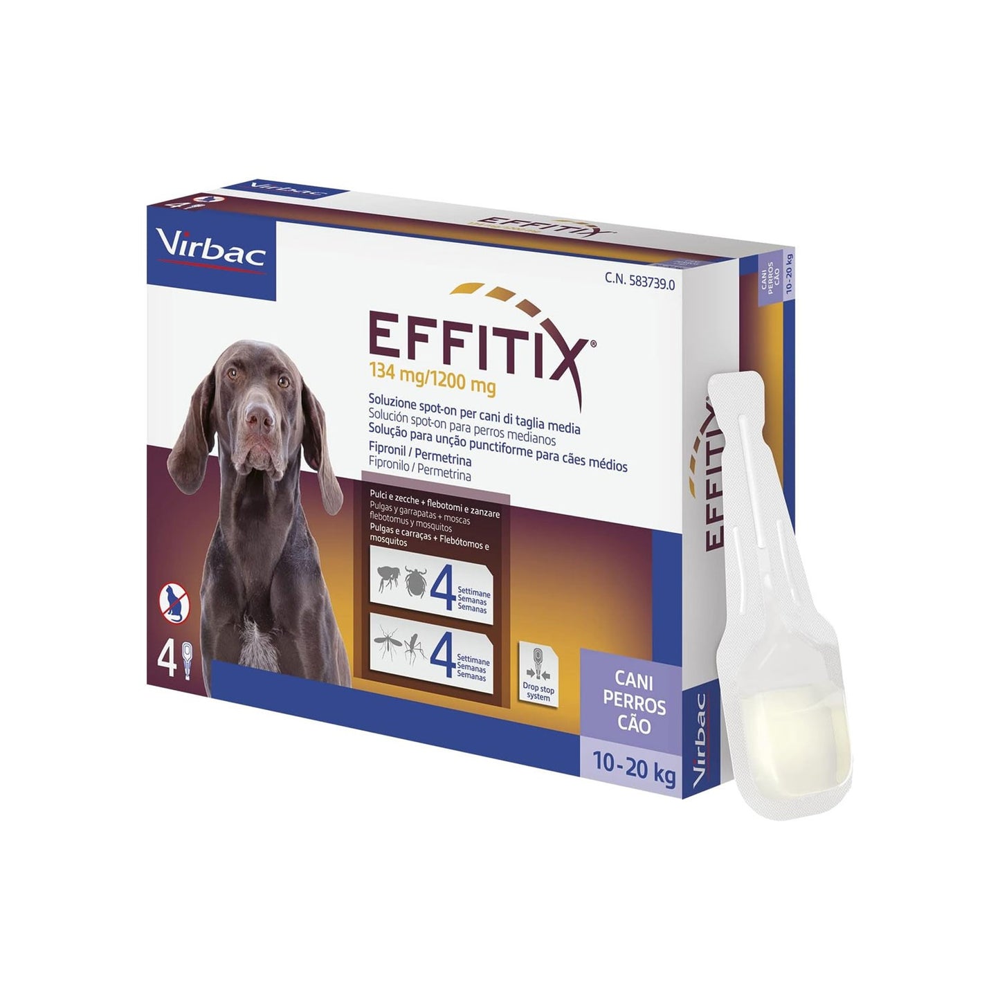 Virbac Effitix Soluzione Spot-On Per Il Cane - Protezione da Pulci, Flebotomi, Zecche, e Zanzare