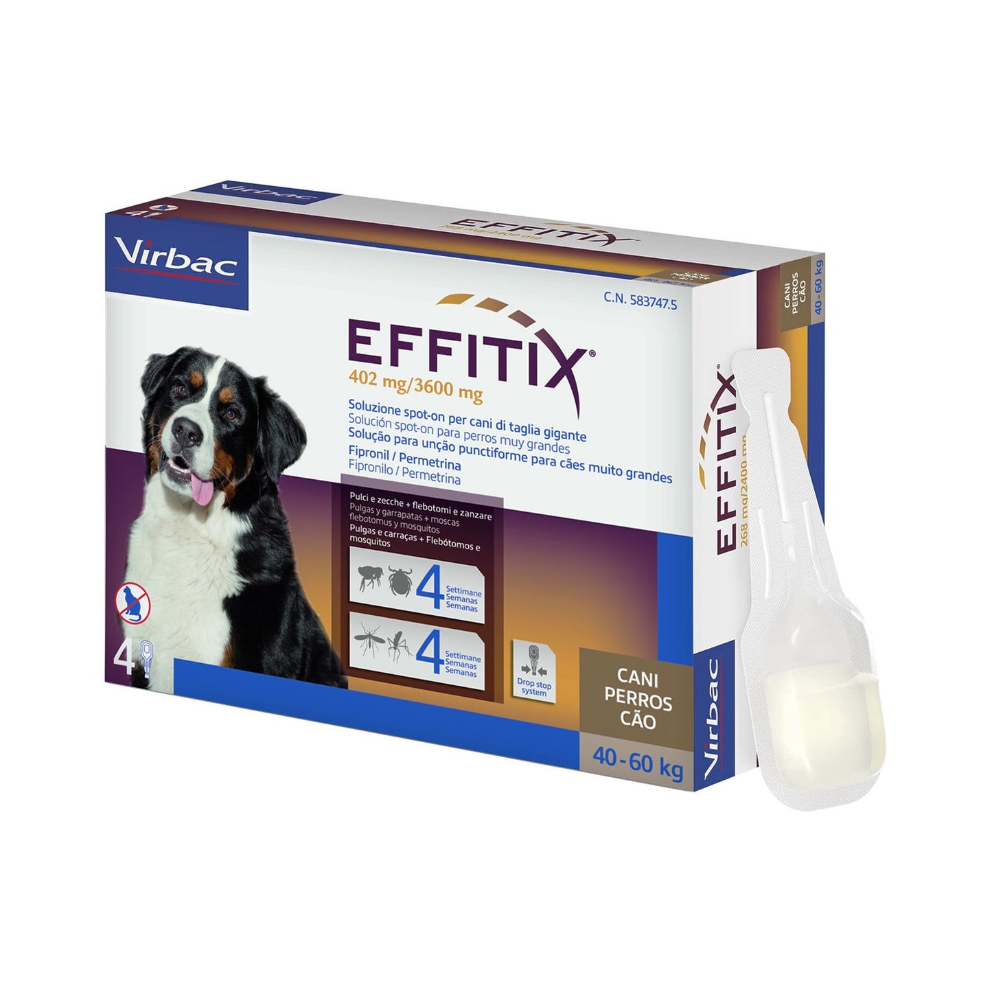 Virbac Effitix Soluzione Spot-On Per Il Cane - Protezione da Pulci, Flebotomi, Zecche, e Zanzare