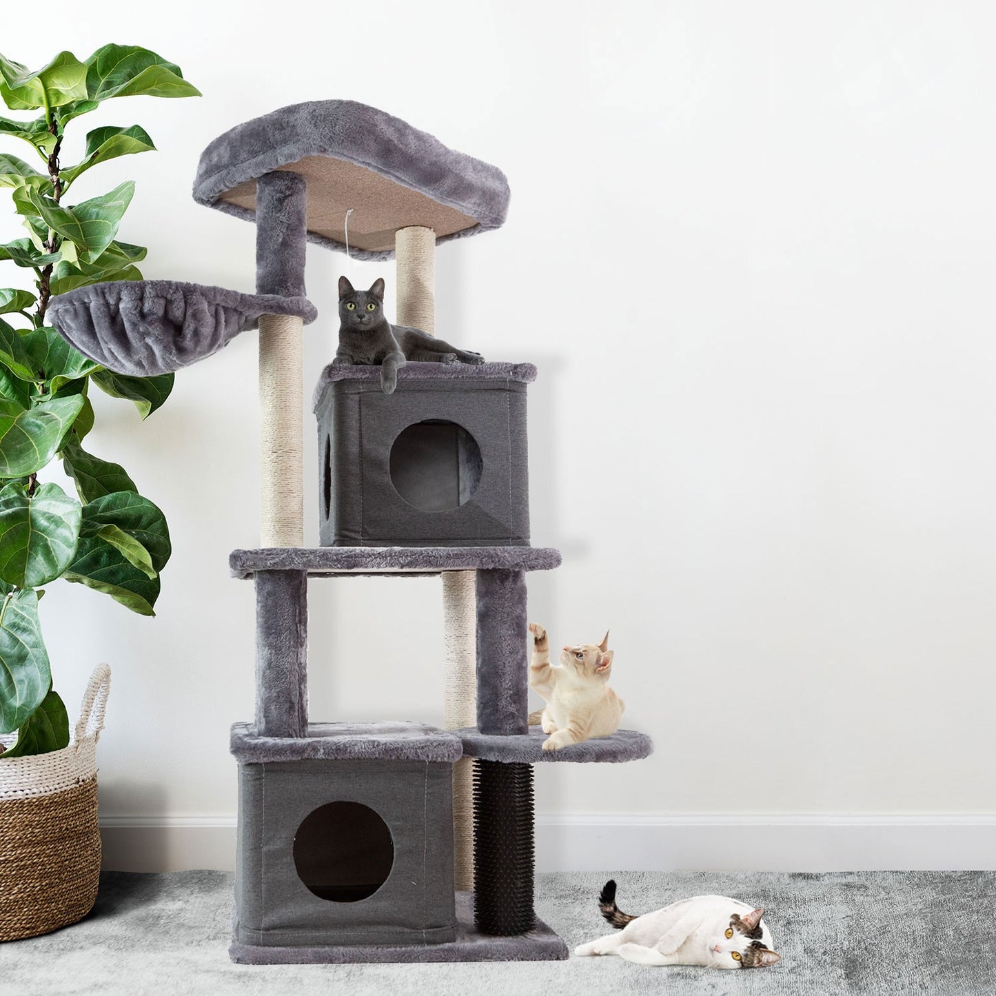AqpetFriends London Tiragraffi Rivestito In Peluche e Sisal Per Gatti 125cm Grigio