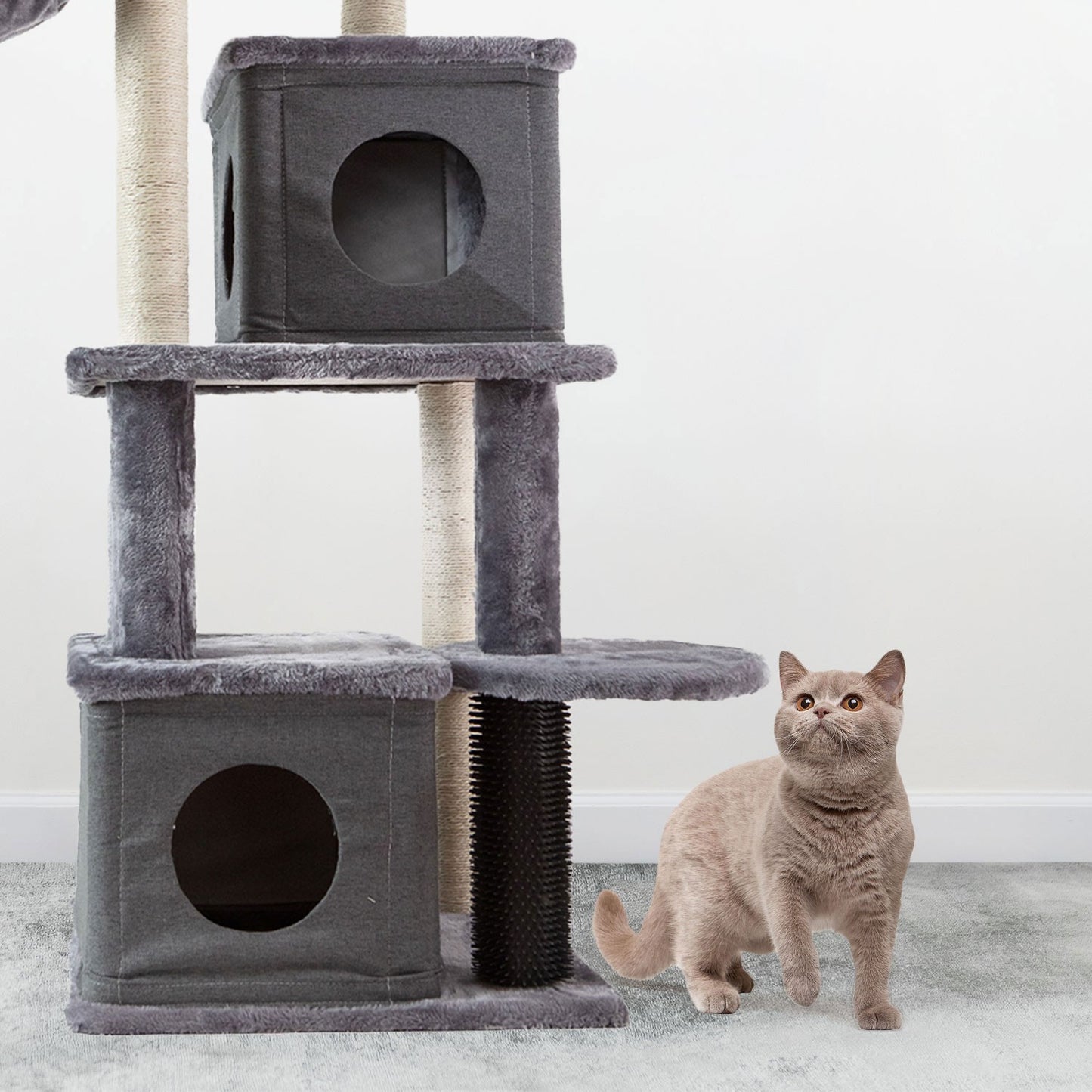 AqpetFriends London Tiragraffi Rivestito In Peluche e Sisal Per Gatti 125cm Grigio