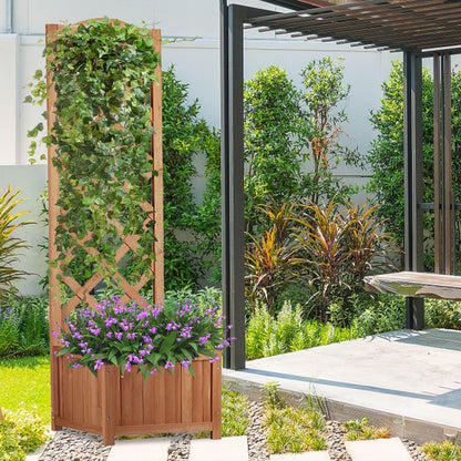 Flur Nymphea Fioriera Da Giardino Con Pannello Grigliato In Legno Small 120X45X30 CM