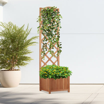 Flur Nymphea Fioriera Da Giardino Con Pannello Grigliato In Legno Large 160X40X40 CM