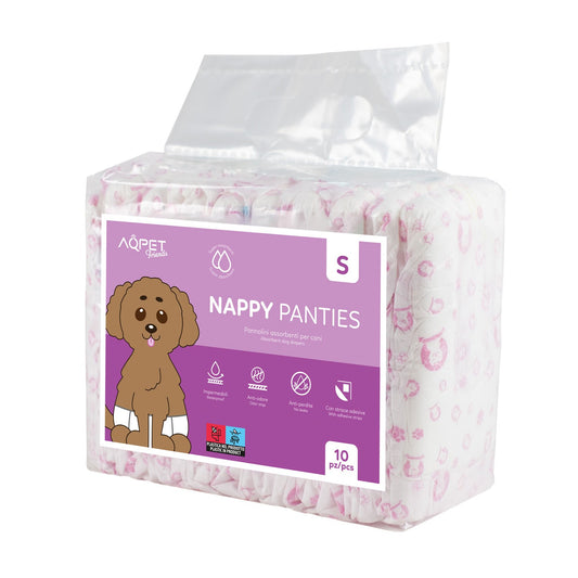 AqpetFriends Nappy Panties Pannolini Assorbenti a Mutandina per Cani Conf. Da 10 Pz.