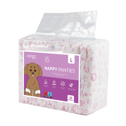 AqpetFriends Nappy Panties Pannolini Assorbenti a Mutandina per Cani Conf. Da 10 Pz.