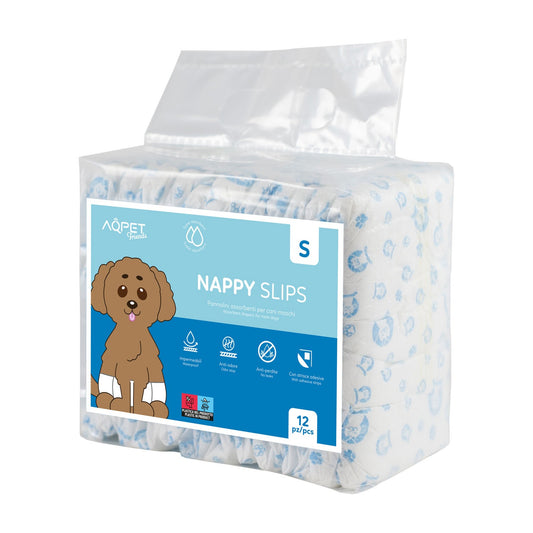 AqpetFriends Nappy Slips Pannolini Assorbenti a Fascia per Cani Maschi Conf. Da 12 Pz.