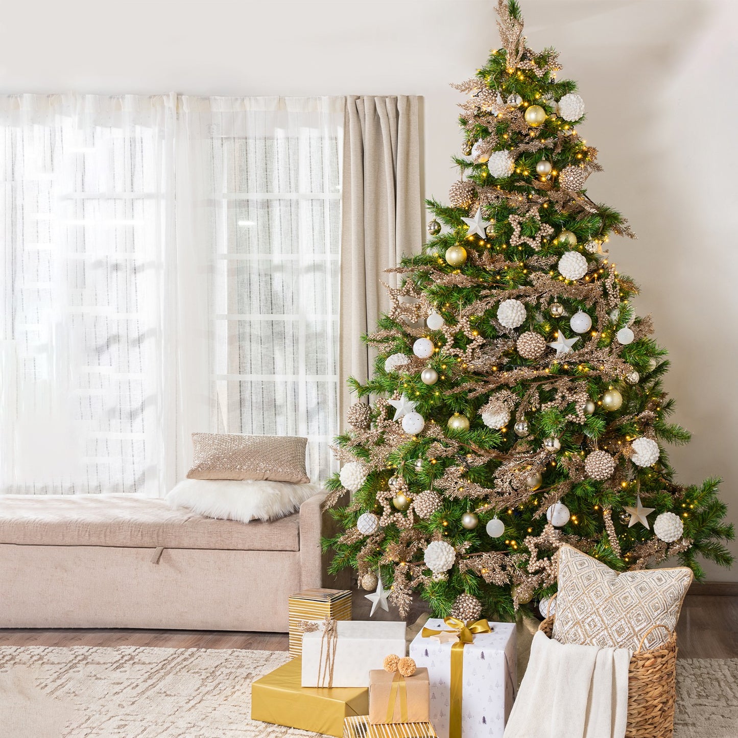 Albero di Natale folto e realistico - PVC, facile montaggio e base stabile