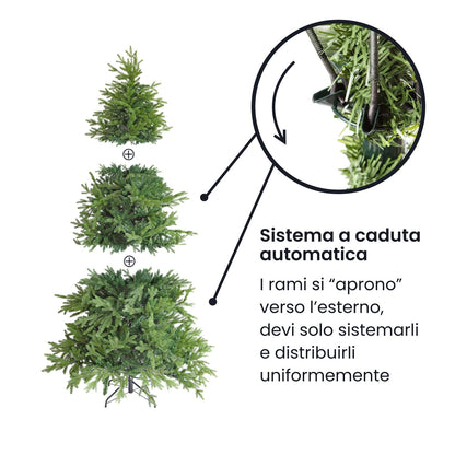 Albero di Natale folto e realistico - PVC, facile montaggio e base stabile