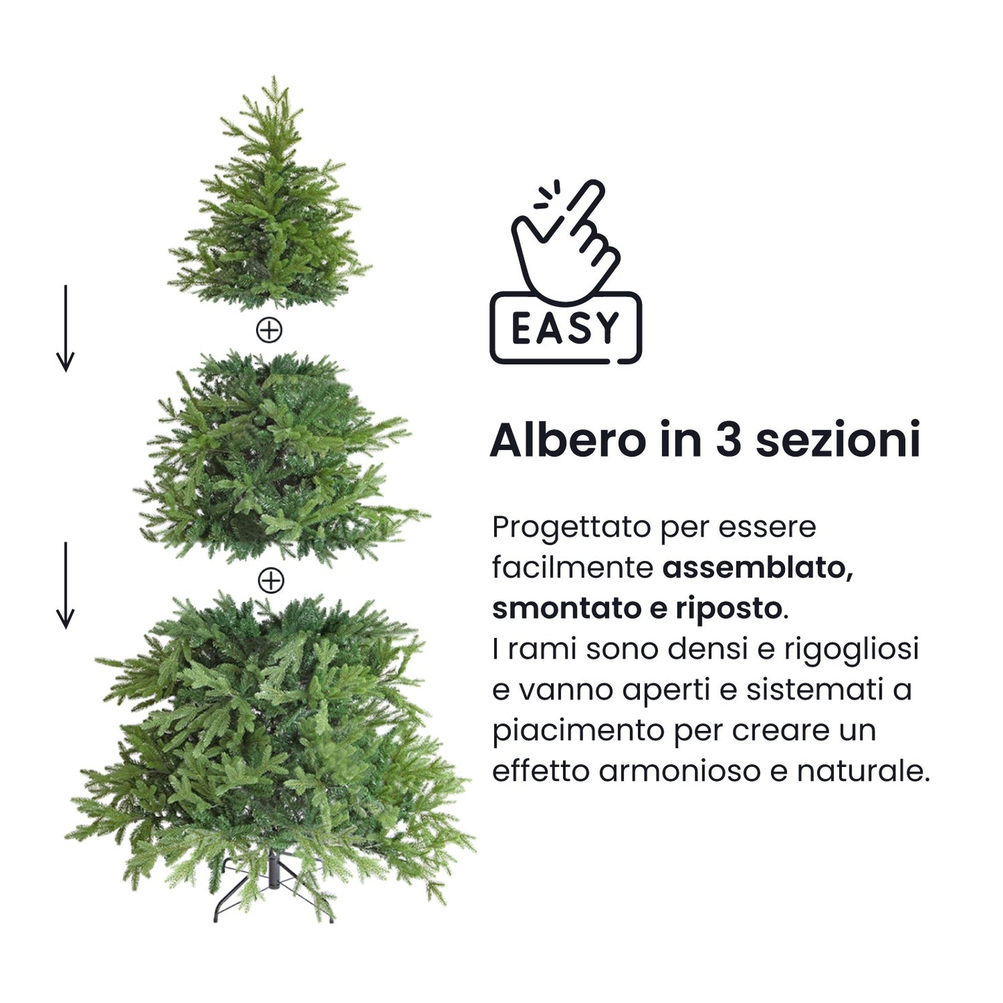 Albero di Natale folto e realistico - PVC, facile montaggio e base stabile