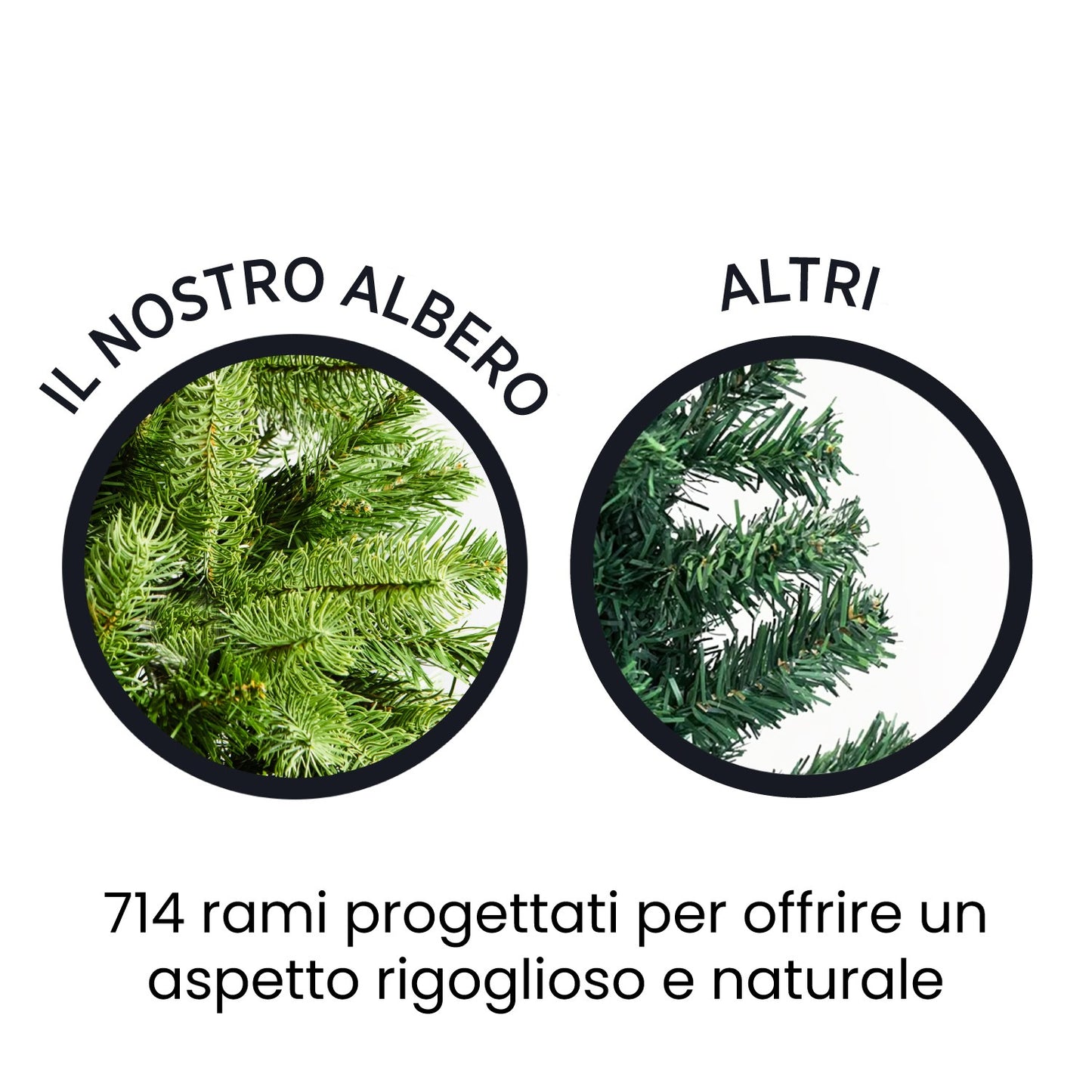 Albero di Natale Slim in PVC per spazi ridotti - rami fitti e base stabile