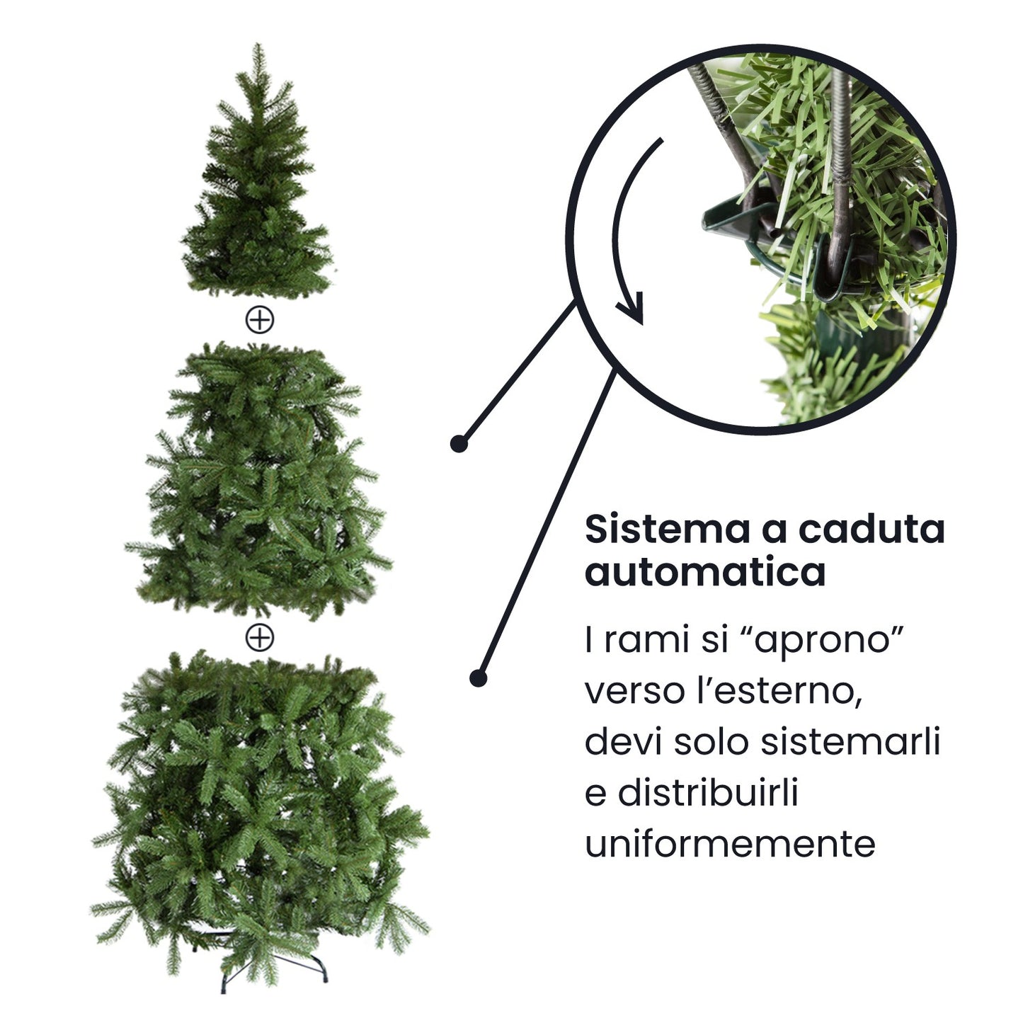 Albero di Natale Slim in PVC per spazi ridotti - rami fitti e base stabile