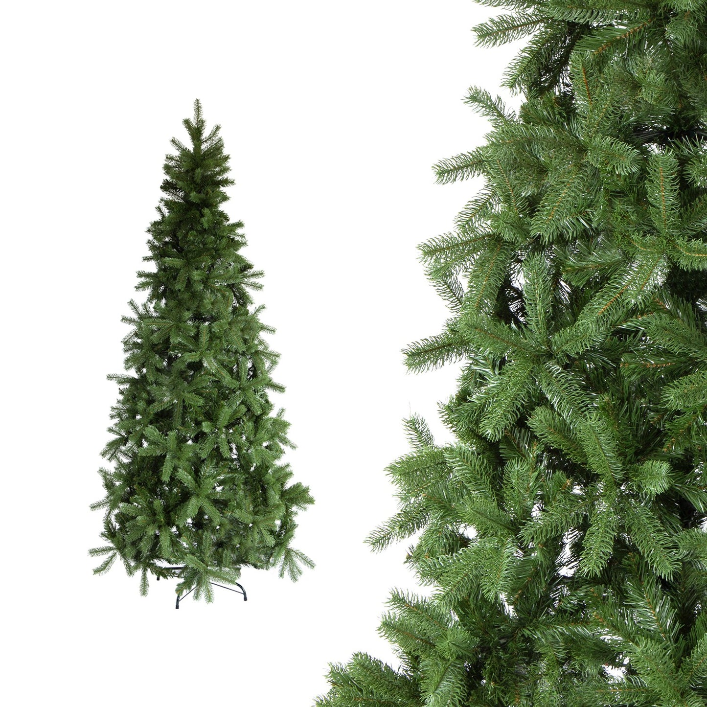 Albero di Natale Slim in PVC per spazi ridotti - rami fitti e base stabile