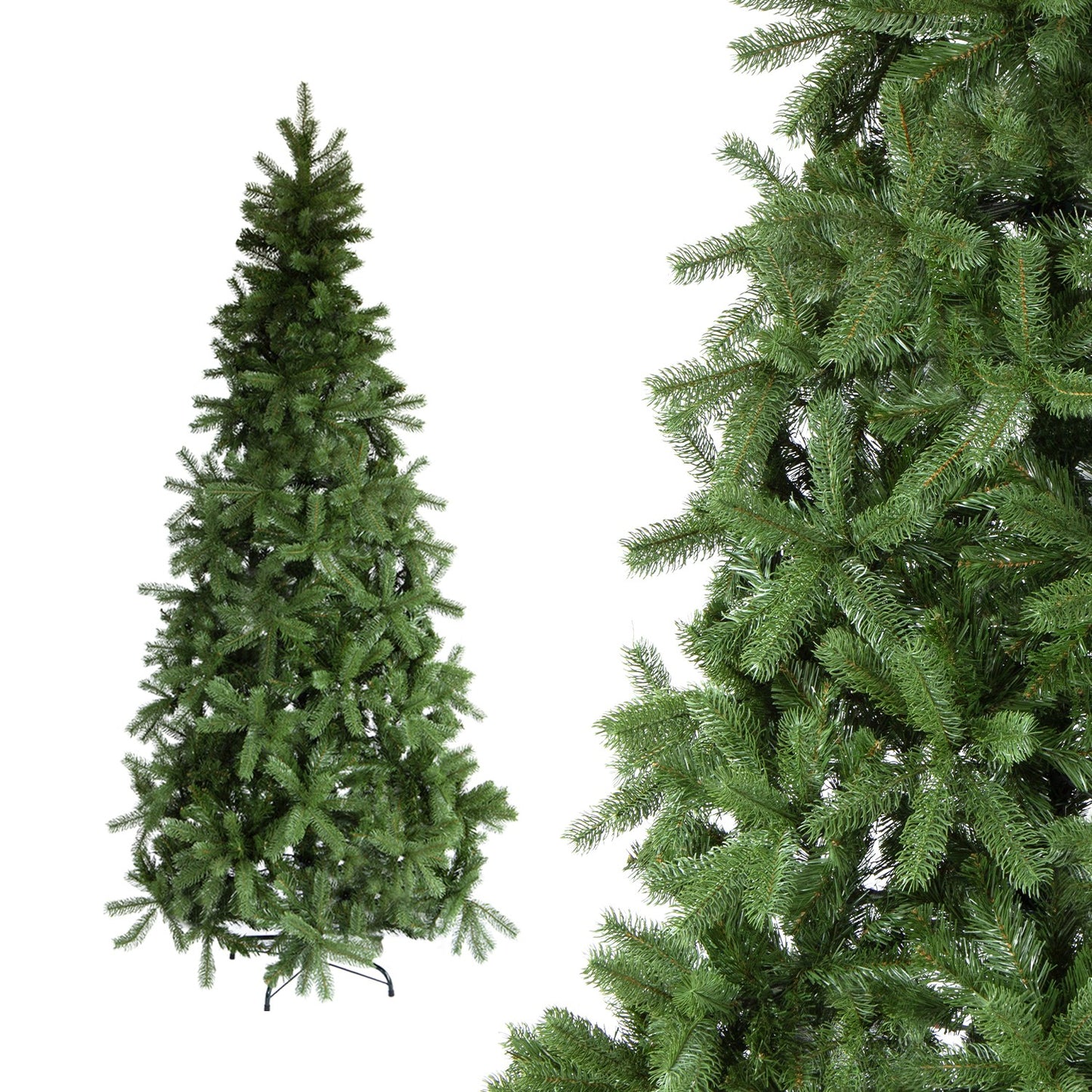 Albero di Natale Slim in PVC per spazi ridotti - rami fitti e base stabile