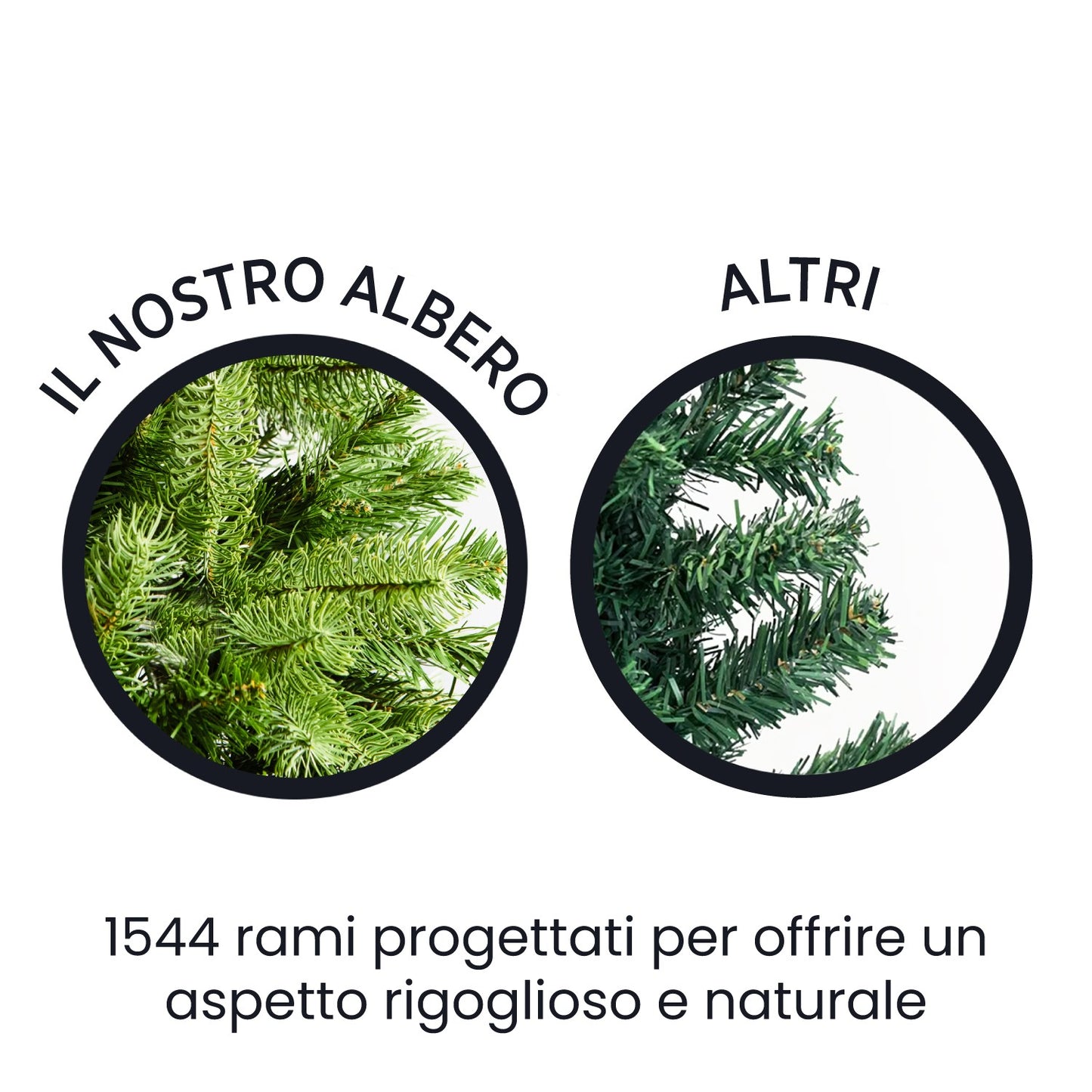 Albero di Natale Slim in PVC per spazi ridotti - rami fitti e base stabile