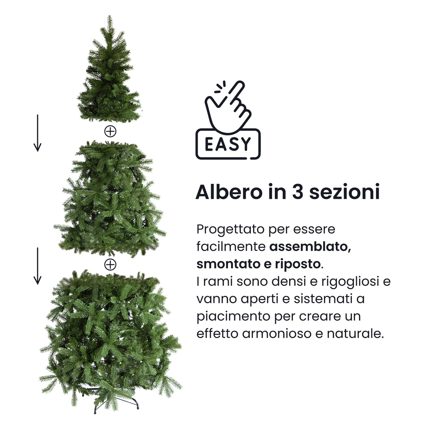 Albero di Natale Slim in PVC per spazi ridotti - rami fitti e base stabile