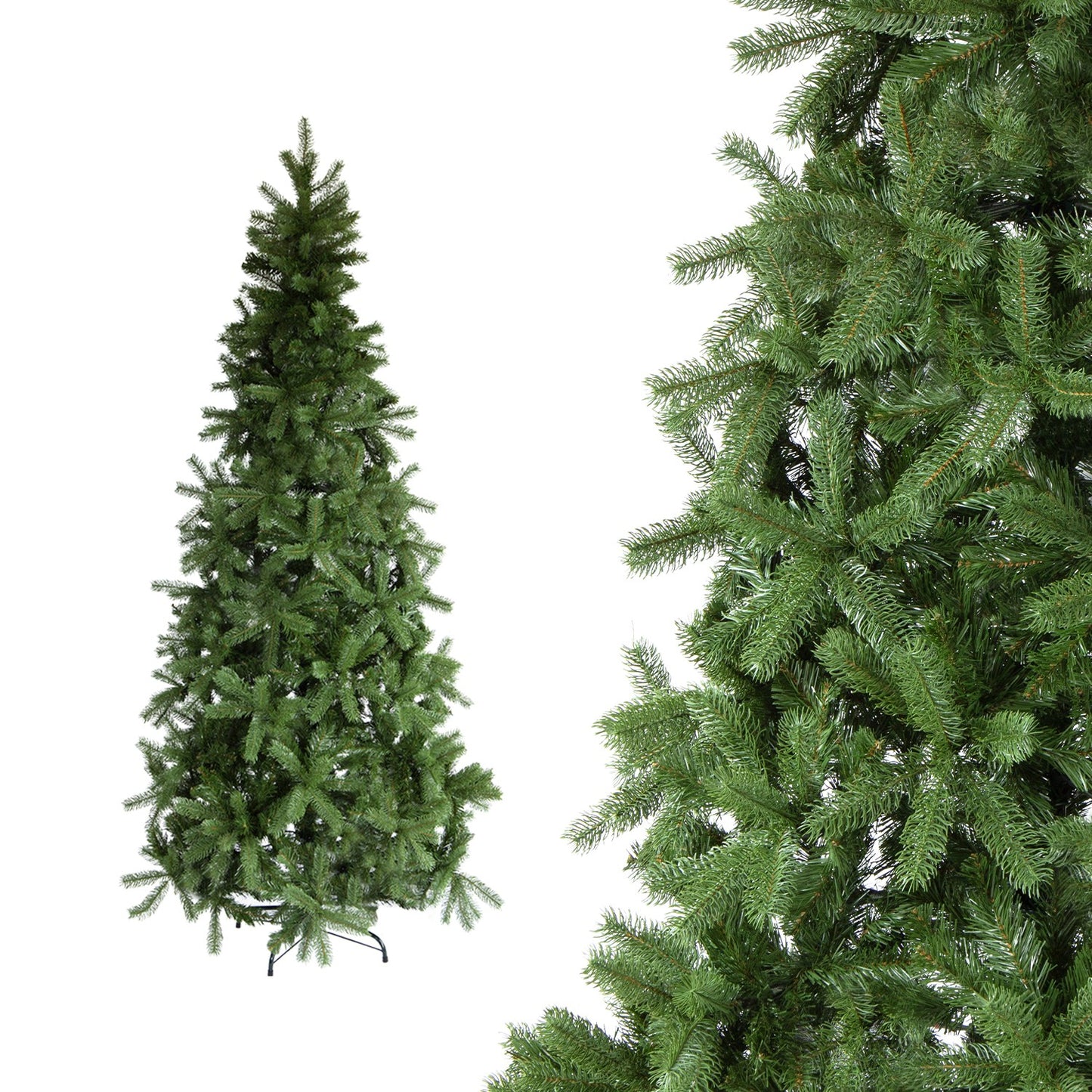 Albero di Natale Slim in PVC per spazi ridotti - rami fitti e base stabile