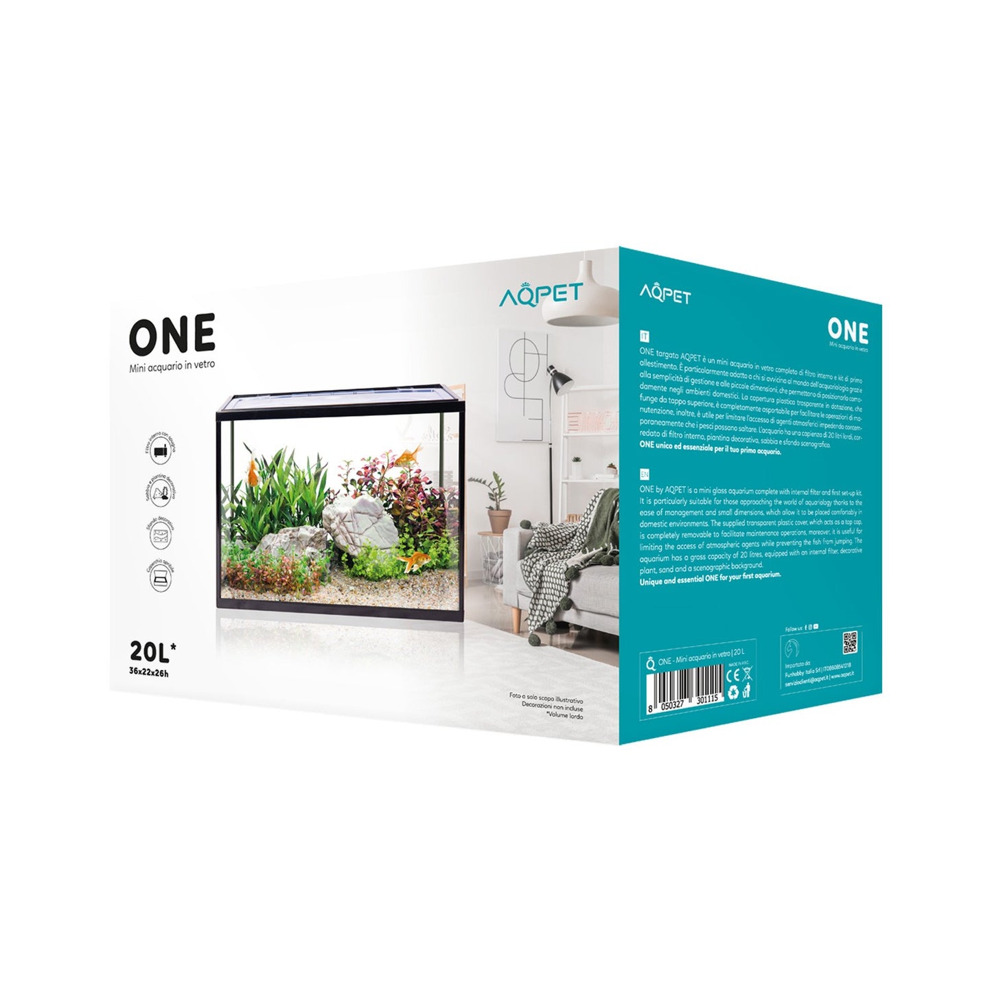 Aqpet One Mini Acquario Completo In Vetro