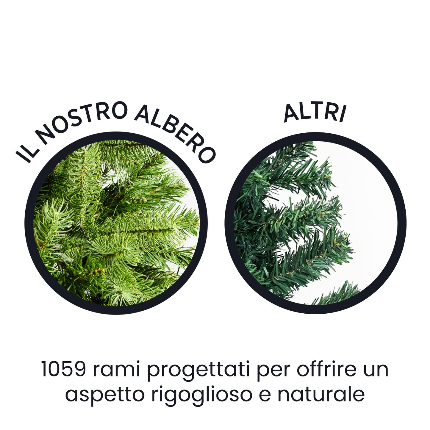 Albero di Natale Slim in PVC per spazi ridotti - rami fitti e base stabile