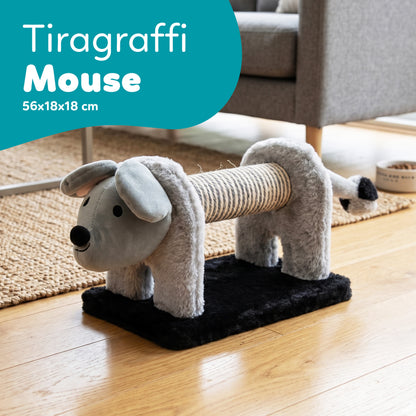 AqpetFriends Mouse Tiragraffi Mini a Forma di Topolino 56 cm – Graffiatoio per Gatti con Sisal e Gioco Integrato