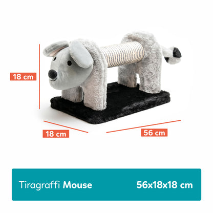 AqpetFriends Mouse Tiragraffi Mini a Forma di Topolino 56 cm – Graffiatoio per Gatti con Sisal e Gioco Integrato
