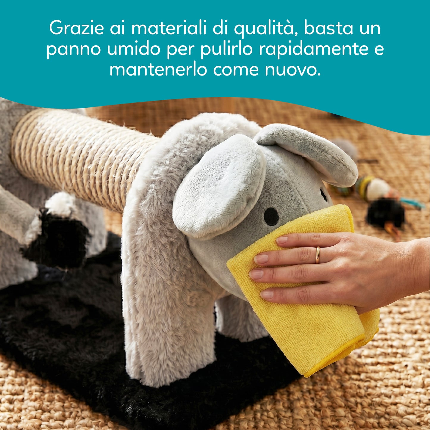 AqpetFriends Mouse Tiragraffi Mini a Forma di Topolino 56 cm – Graffiatoio per Gatti con Sisal e Gioco Integrato