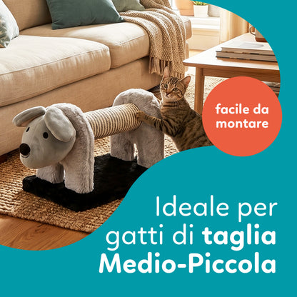 AqpetFriends Mouse Tiragraffi Mini a Forma di Topolino 56 cm – Graffiatoio per Gatti con Sisal e Gioco Integrato