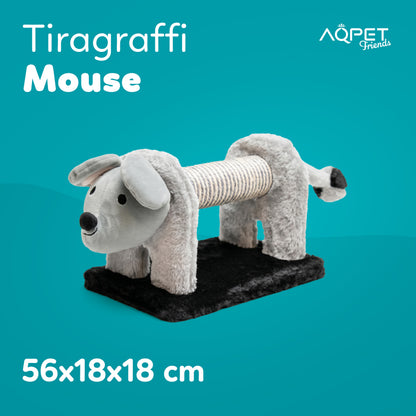AqpetFriends Mouse Tiragraffi Mini a Forma di Topolino 56 cm – Graffiatoio per Gatti con Sisal e Gioco Integrato