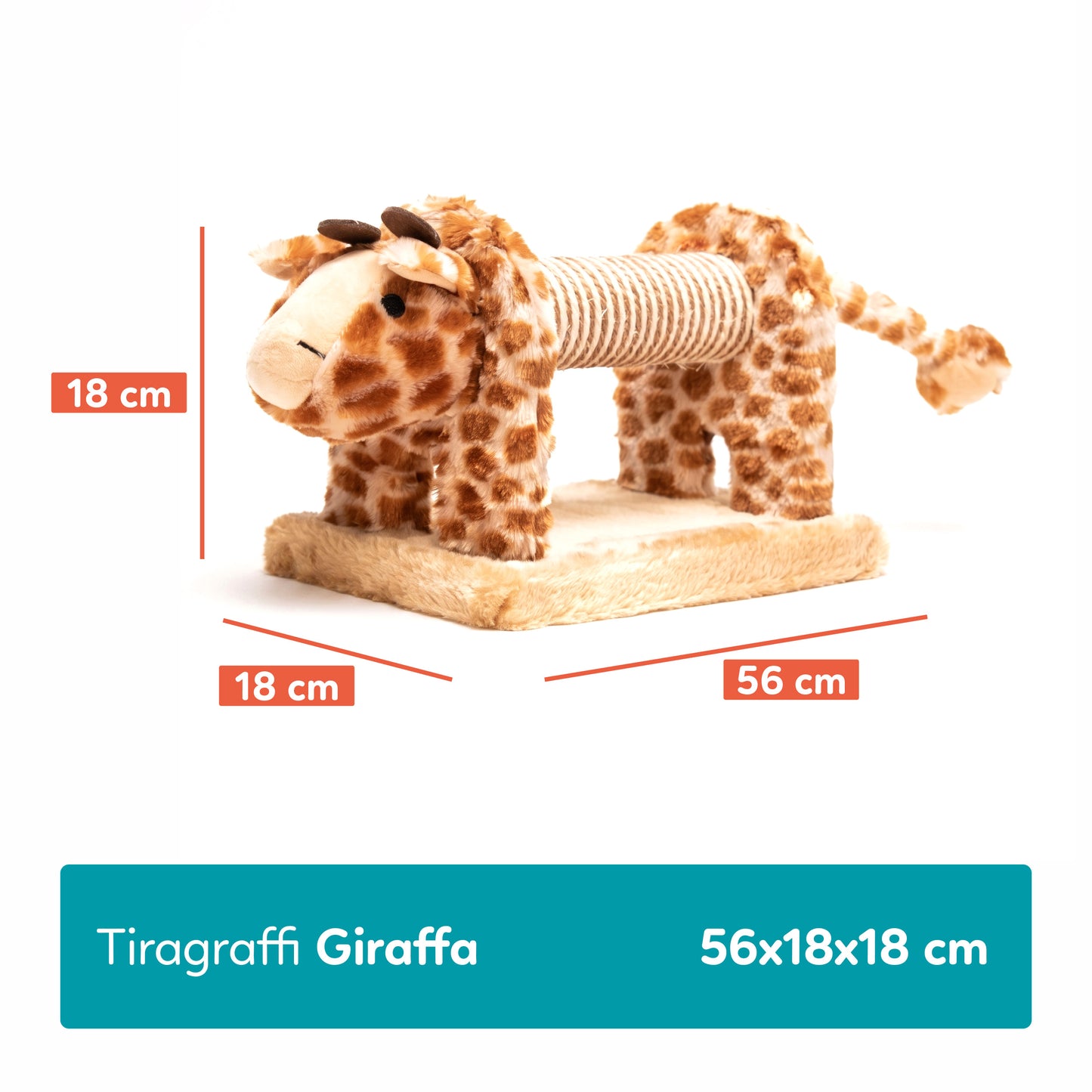 AqpetFriends Giraffa Tiragraffi Mini a Forma di Giraffa 56 cm – Gioco e Graffiatoio per Gatti con Sisal