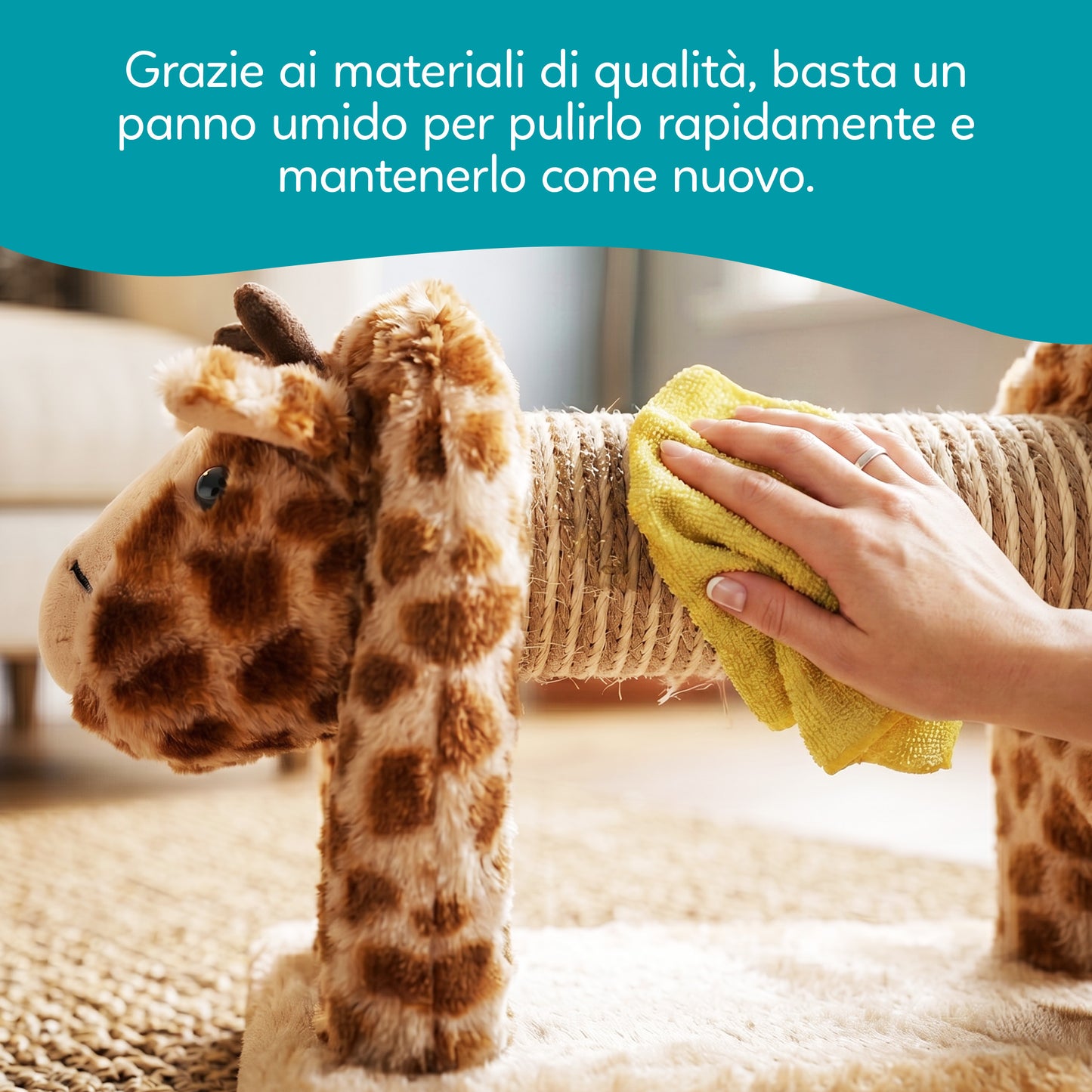 AqpetFriends Giraffa Tiragraffi Mini a Forma di Giraffa 56 cm – Gioco e Graffiatoio per Gatti con Sisal