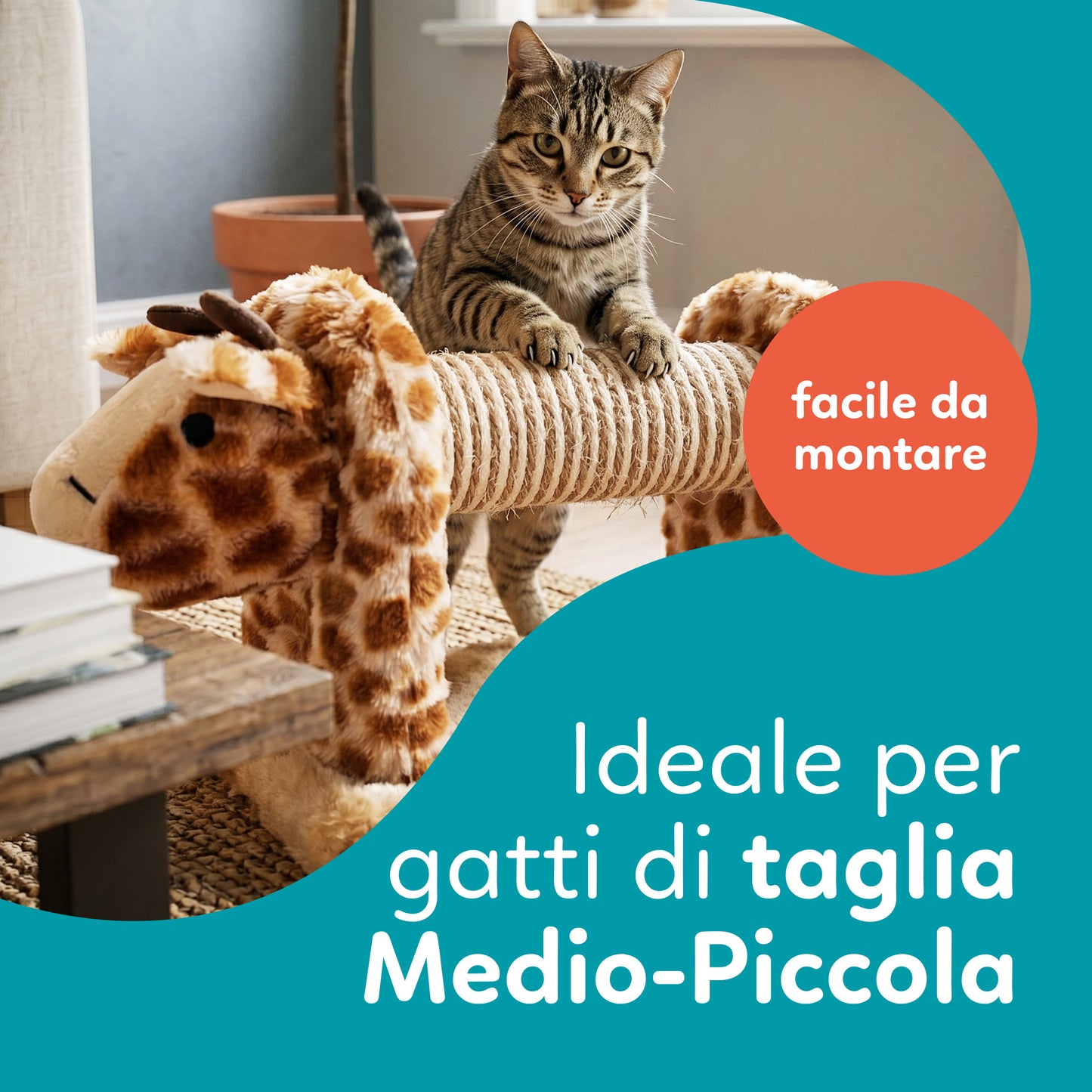 AqpetFriends Giraffa Tiragraffi Mini a Forma di Giraffa 56 cm – Gioco e Graffiatoio per Gatti con Sisal
