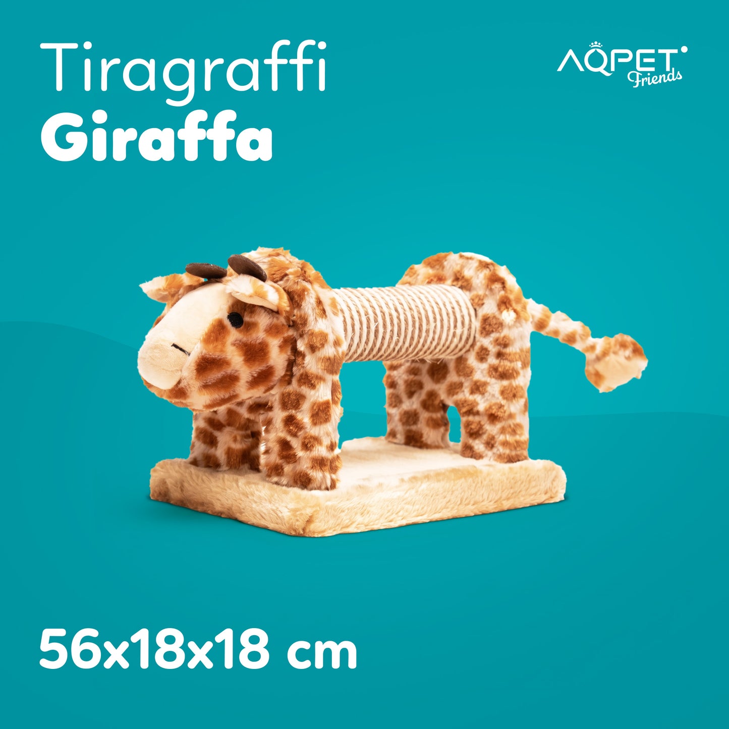 AqpetFriends Giraffa Tiragraffi Mini a Forma di Giraffa 56 cm – Gioco e Graffiatoio per Gatti con Sisal