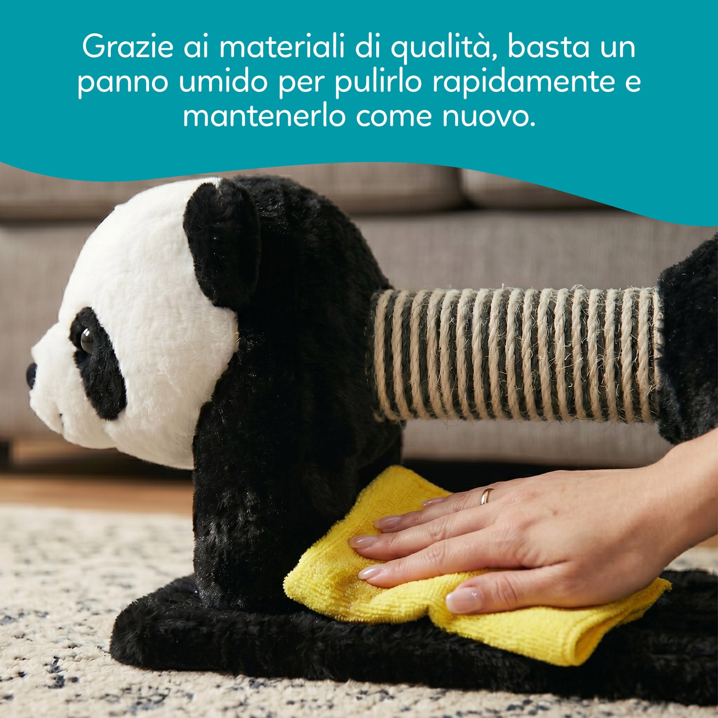 AqpetFriends Panda Tiragraffi 56 cm – Graffiatoio per Gatti con Sisal e Gioco Integrato