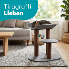 AqpetFriends Lisbon Tiragraffi Grigio in Sisal 58 cm – Colonna Tiragraffi con Piattaforme e Gioco